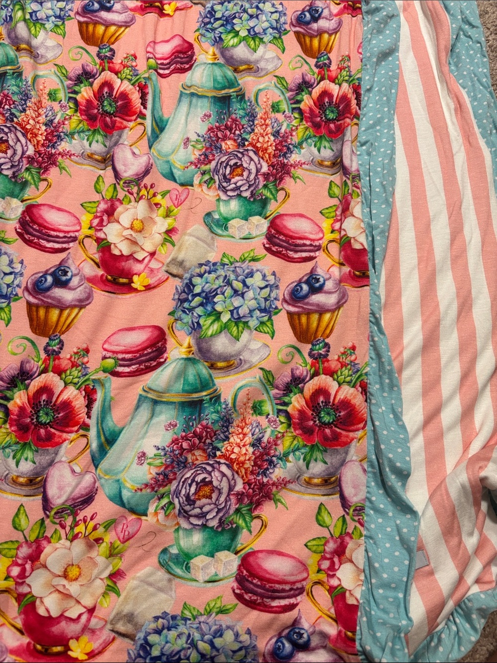 Posh Peanut Pink Teapot & Floral Tea Party Print